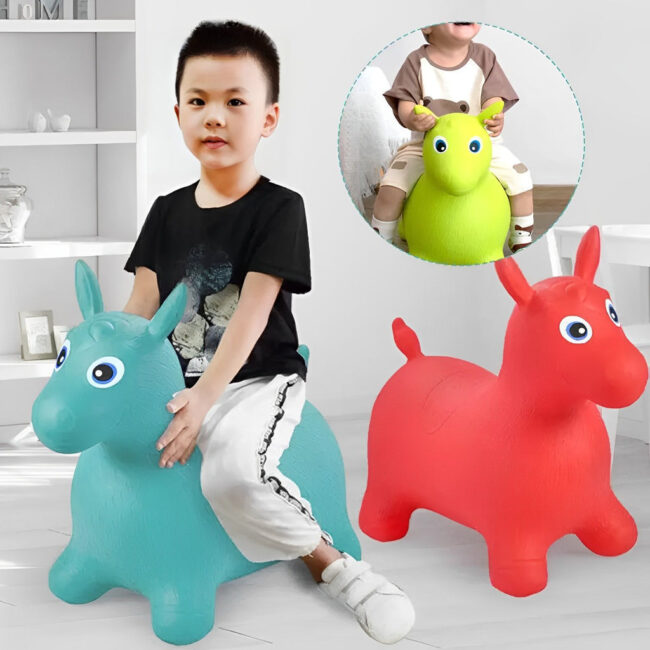 Baby Jumping Animal Hopper - Inflatable Jumping Horse With Music and Pump - Image 4