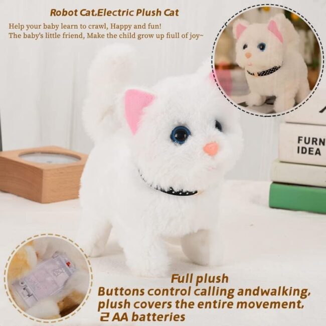 Interactive Electric Plush Persian Cat – Walking, Meowing, Wagging Tail Toy - Image 5