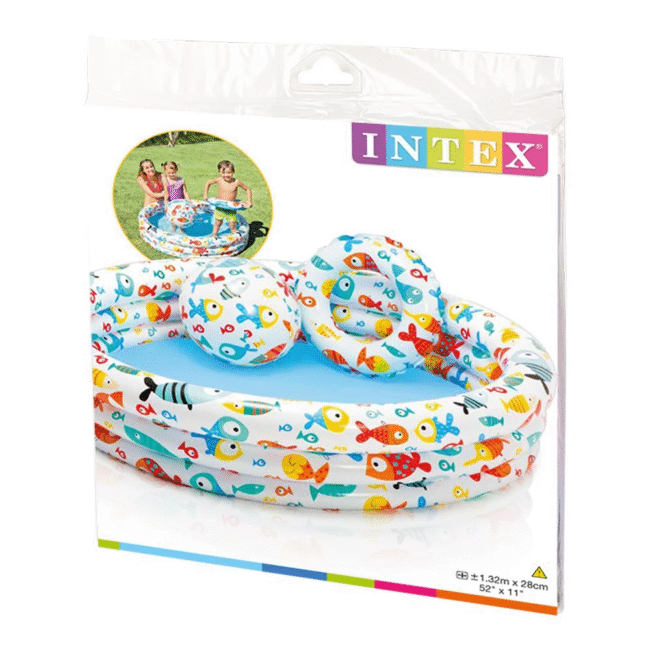 INTEX 59469 Fish Bowl Pool 3 Ring Inflatable Baby (52″ x 11″) With Ball And Tube - Image 2