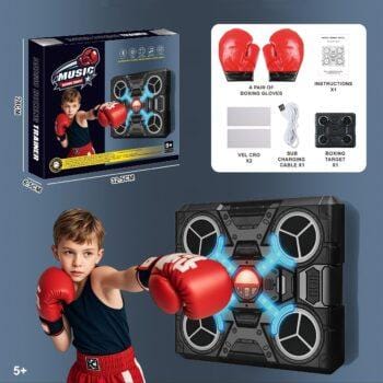Music Boxing Machine for home workouts with LED lights, 4 speakers, adjustable speed, shock-absorbing pads, and smart punching training system.