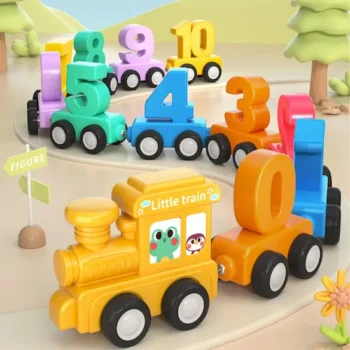 Magnetic wooden numbers train toy for early learning